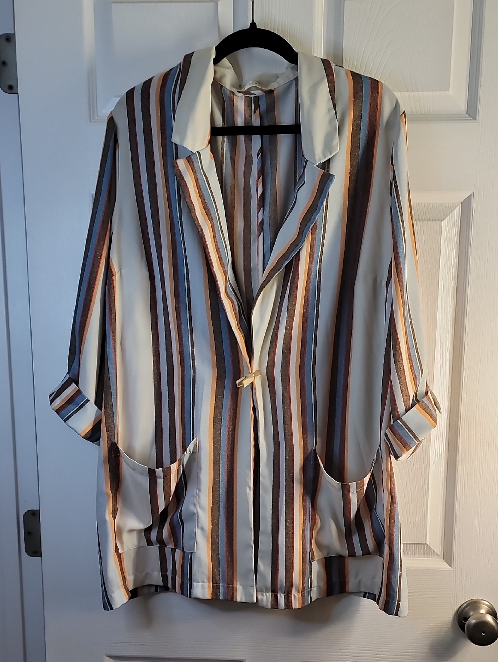 Striped Red and Brown Women’s Lightweight Blazer